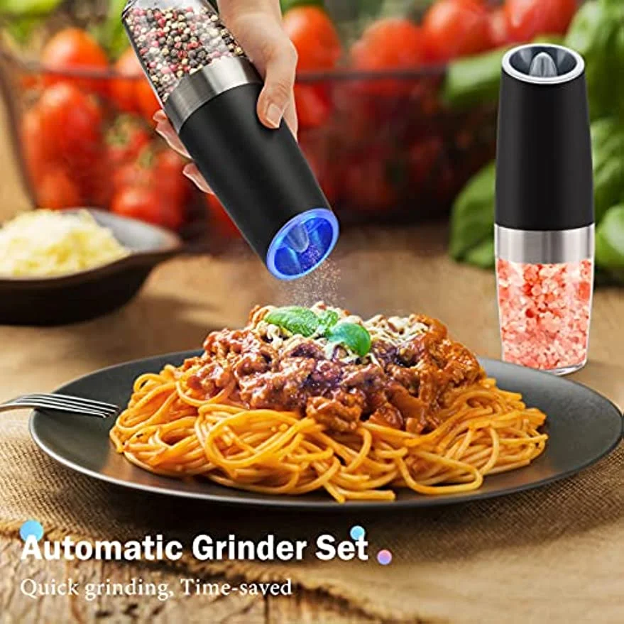 Gravity Electric Salt and Pepper Grinder Set, Automatic Pepper and