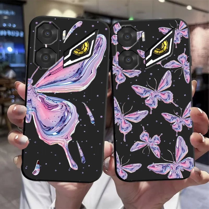 Butterfly Flower Print Shockproof Silicone Phone Case