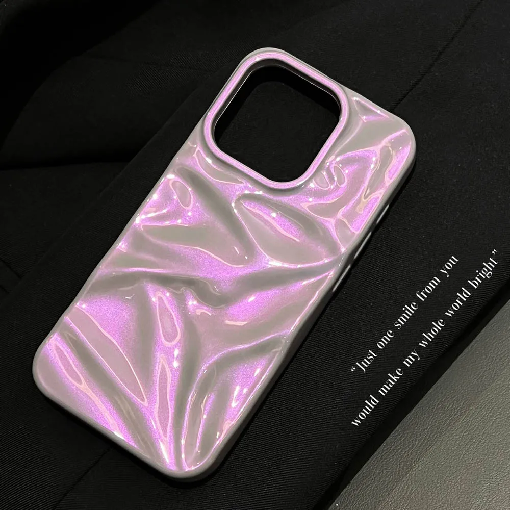 Vibrant Glossy Purple Pink Wrinkled Shockproof Phone Case