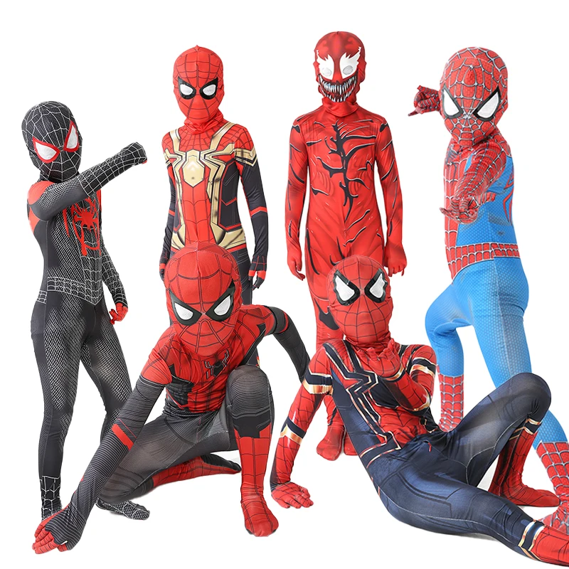 Superhero Spiderman Costume Bodysuit for Kids Spandex Zentai Halloween Spider Man Cosplay Jumpsuit 3D Style cosplay jumpsuit superhero cosplay costume kids cosplay costume
