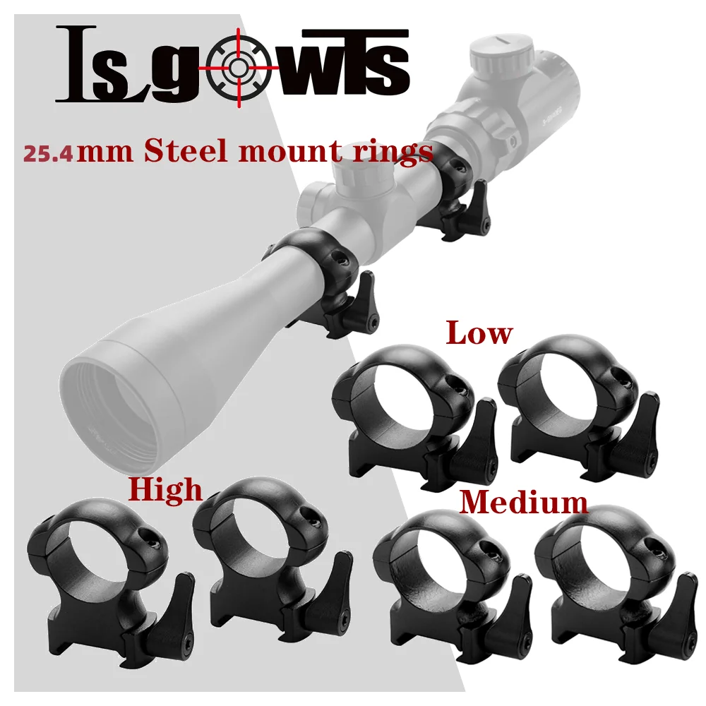 Rifle scope mount ring Weapon flashlight mount 2Pcs/Set Rifle Scope Steel Mounts Ring 25.4mm 21mm Picatinny Rail Tactical Flashlight QD Mount Rings