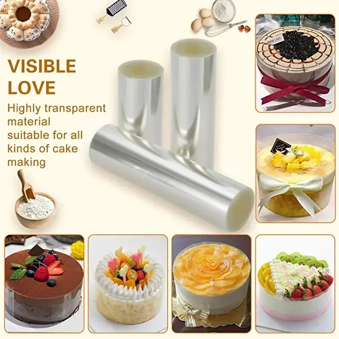 Kitchen Bakeware Acetate Film For Cake Decor Transparent Cake Surround Film Mousse Sheets Surrounding Edge DIY Collar baking supplies cake surround film