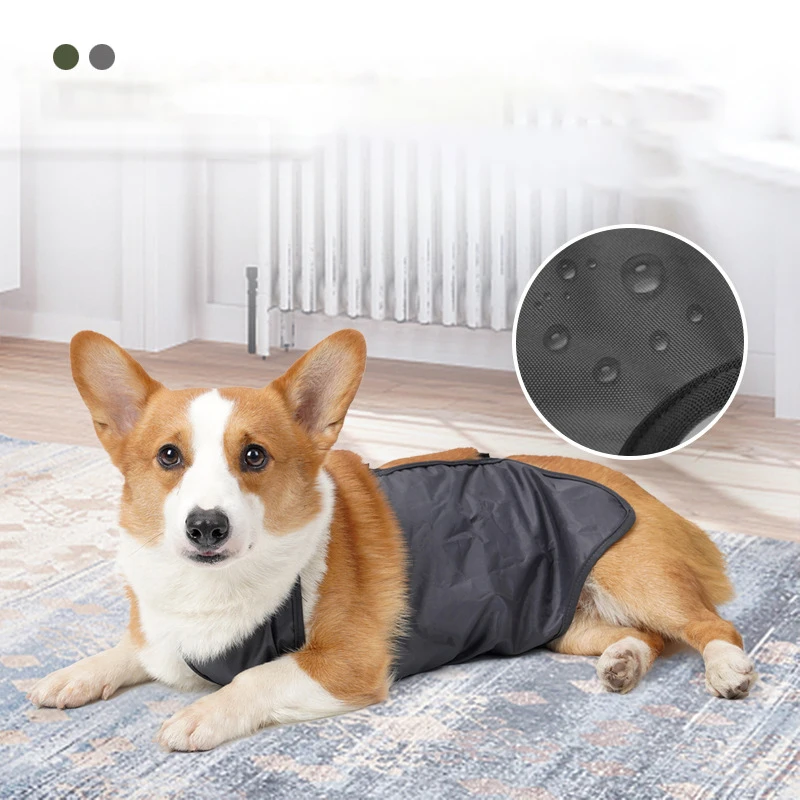 퍼그 코기 애완 동물 강아지 Bellyband 옷 방수 통기성 더러운 배꼽 커버 턱받이 포켓 개 의상 Corgi Bellyband 조끼