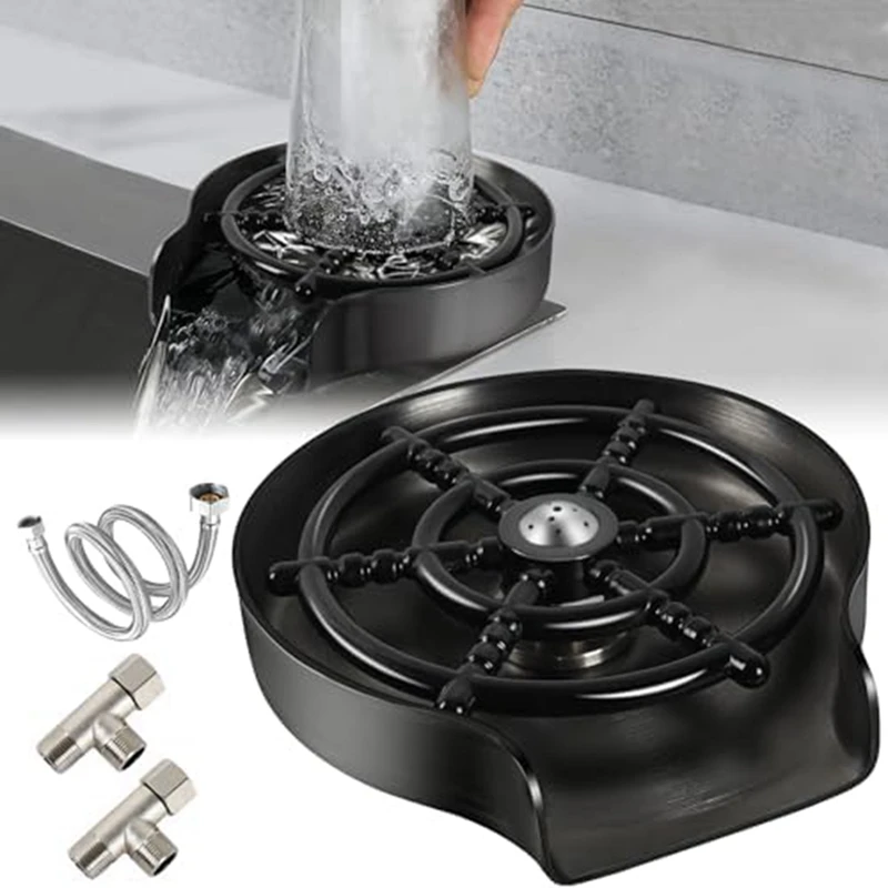 

1Set Glass Rinser 360° Rotary Cup Washer Sink Attachment For Kitchen Sink With 10 Spraying Holes,For Home Bar