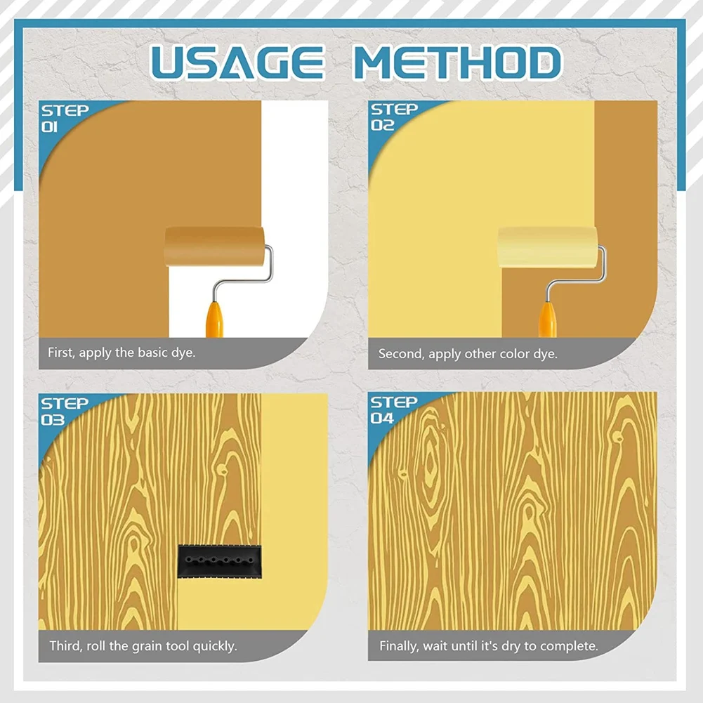 목재 그레인 페인팅 도구 세트, 고무 DIY 목재 그레인 페인팅 패턴 도구, 가구 벽 방 장식, 4 개