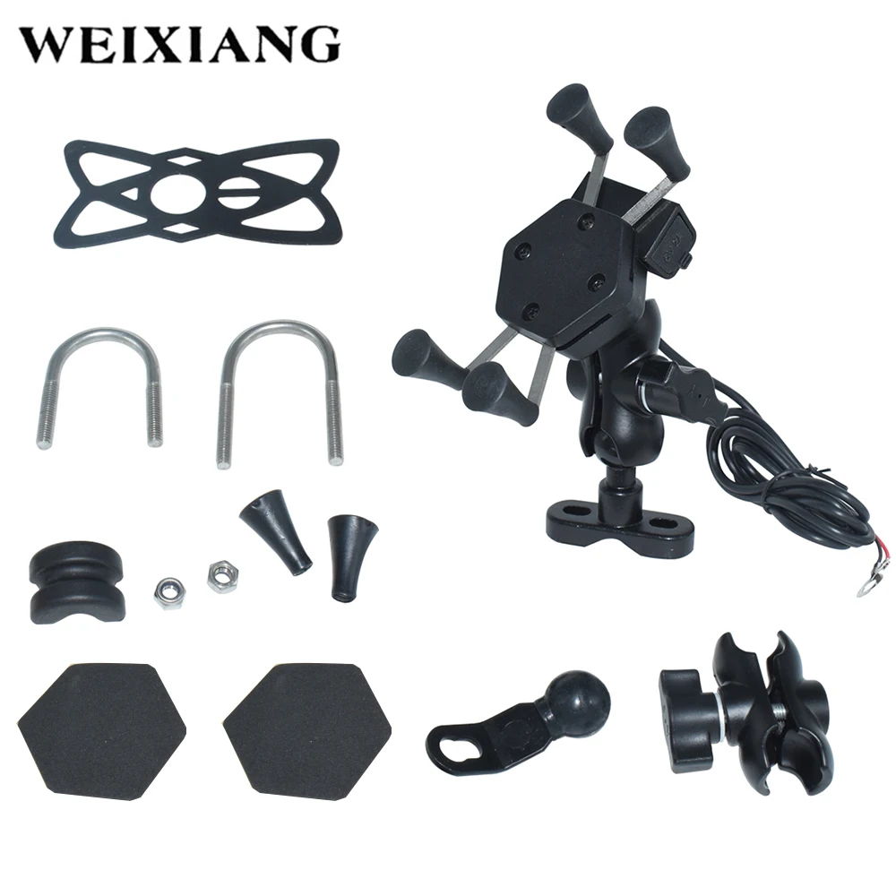 

Motorcycle ATV Dirt Electric Bike X Grip Mount Cellphone Holder With USB Charger For Phone SNS GPS