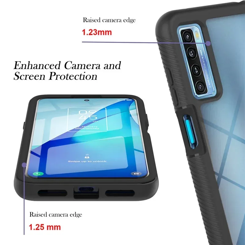Transparent 360° Protective Bumper Case with PET Front Film and Back Cover