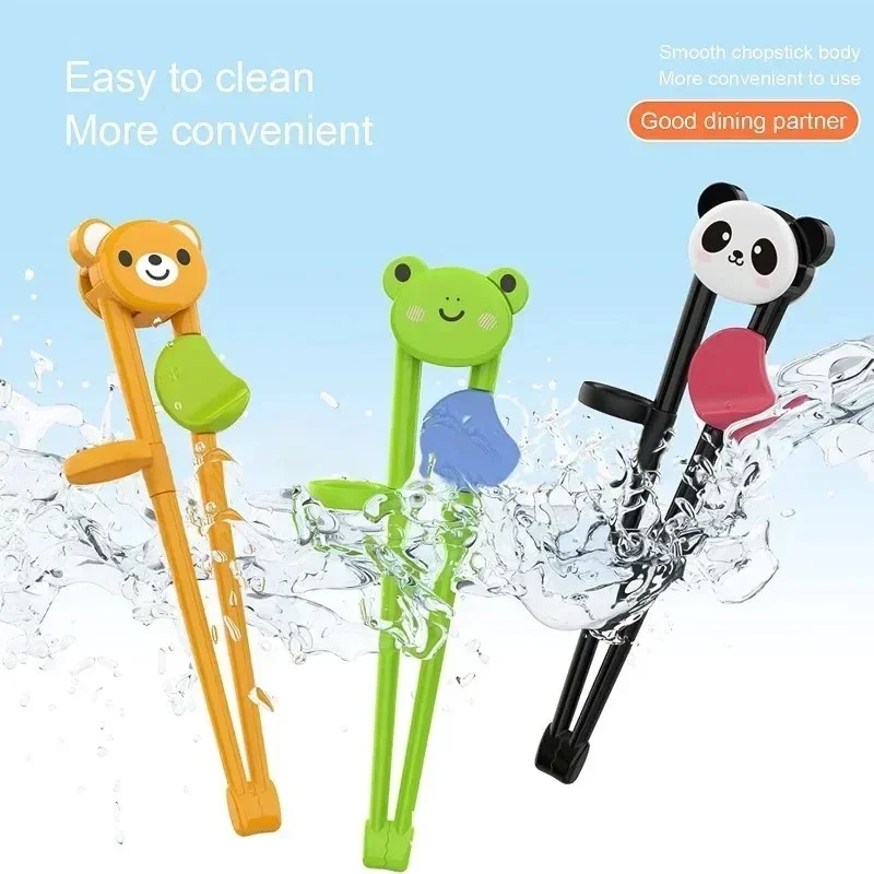 1/3PCS Cute Animal Learning Chopsticks Baby Training Food Grade Kids Tableware Cartoon Elementary Chopsticks Auxiliary Holder