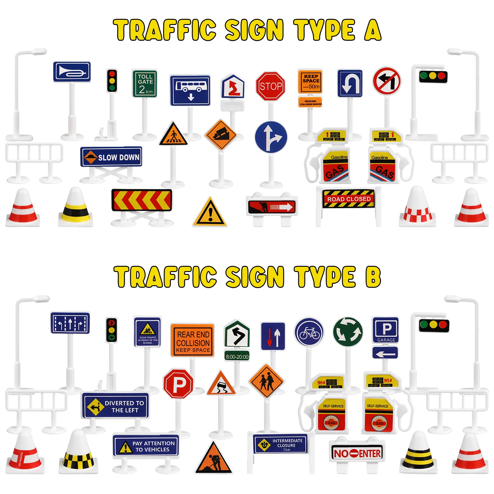 Mini Traffic Signs Model Road Block Models Road Signal Toys Fences Parking Children Safety Educational Toys