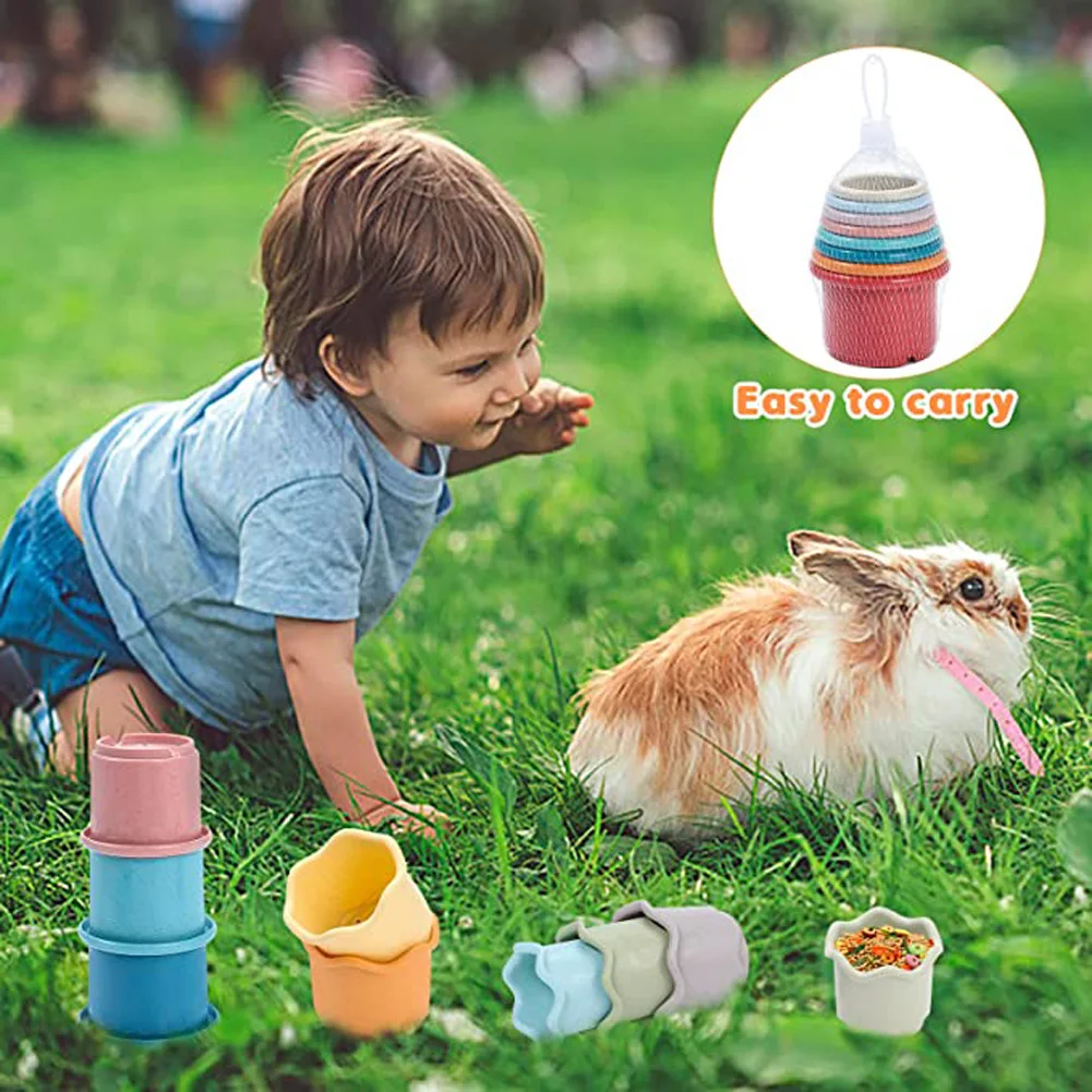 Stacking Cups Toy For Rabbits Multi-colored Reusable Small Animals Puzzle Toys For Hiding Food Playing Small Animals Pet Toys Pet Toys