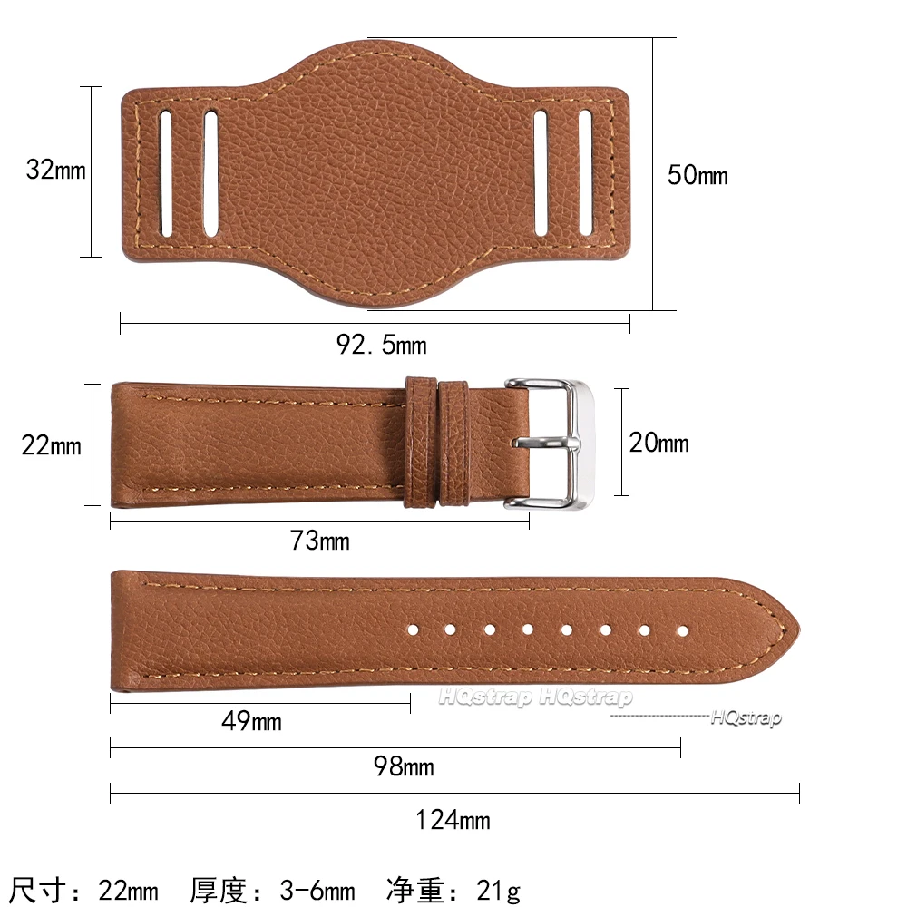 Vintage-Style Genuine Leather Watch Strap Bracelet