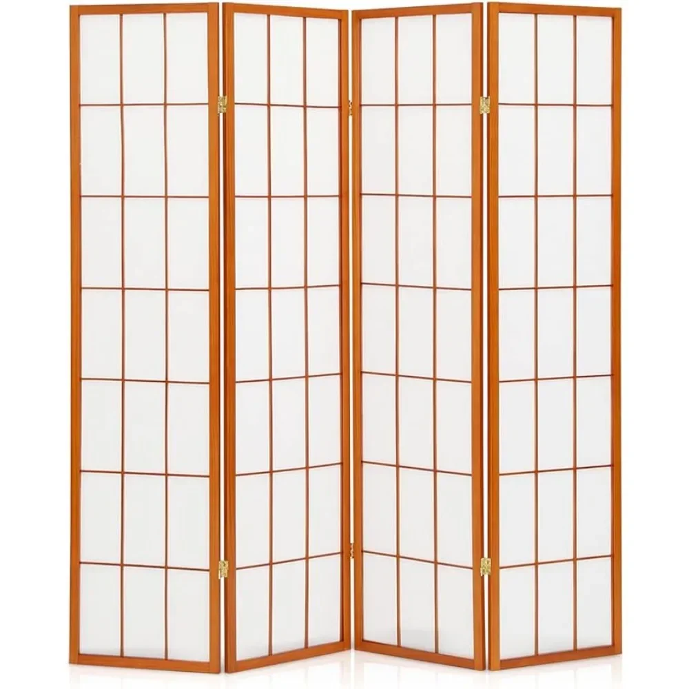 Wood Room Divider Desk Partition Moving 4 Panel Home Office Decorative Wall Divider Walnut Soundproof Booth Partition Screen Low 4 panel room divider bamboo 160x180 cm
