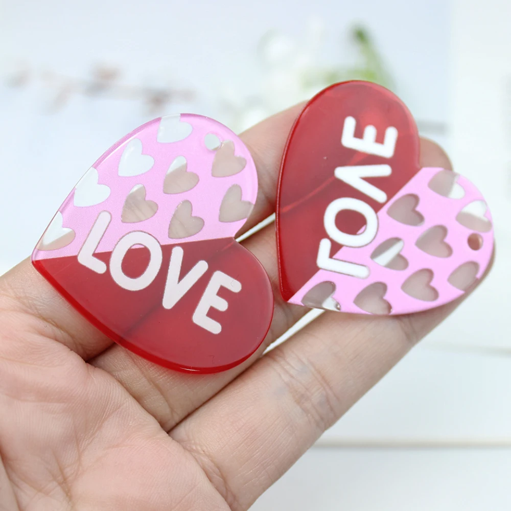 10pcs Valentine's Day Theme Red Heart Acrylic Charms For Diy Earrings Key  Chain Necklace Jewelry Making Accessories, Check Out Today's Deals Now