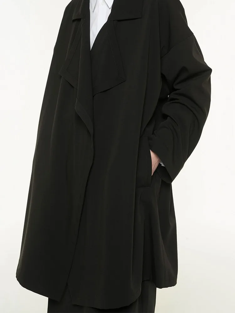 MAMELICCE Extra Loose Jacket Unsiex original design style Casual Trench Coat for Men and Women black outerwear