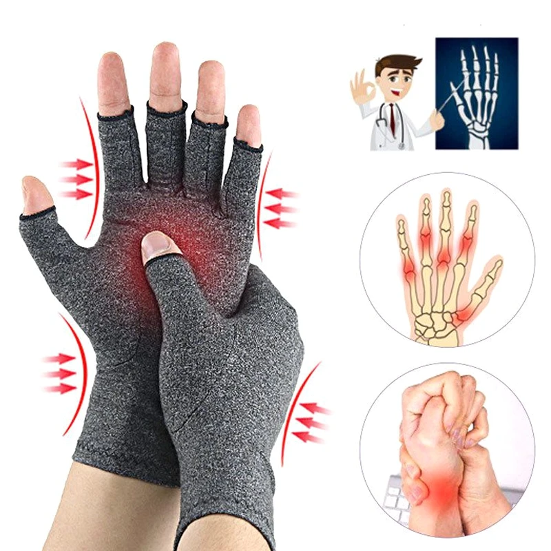 Compression Arthritis Gloves Joint Pain Relief Cotton Hand Wrist Support Women Men Therapy Wristband Fingerless Winter Warm