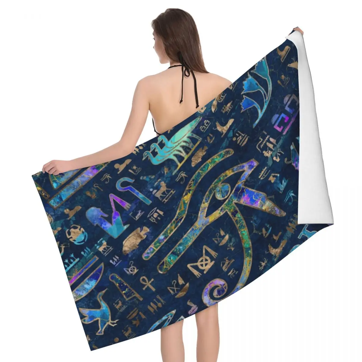 Egypt Ancient King Tutankhamun Beach Towel Super Soft Quick Dry_voghion.com