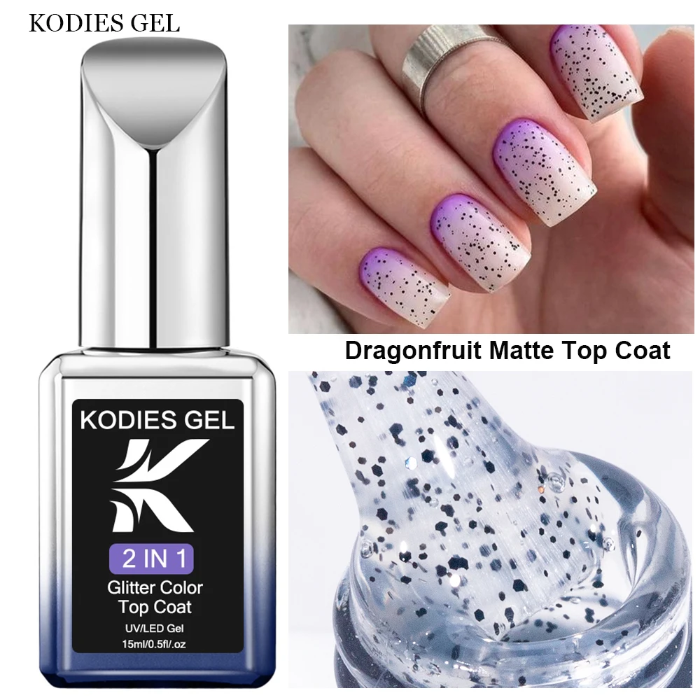 Glitter Matte Clear Coat Nails Matte Finish No Wipe Gel Top Coat