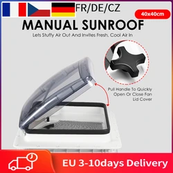 40x40cm RV Roof Skylight Vent Cover Camper RV Light Blue Vent Cover, Non-Powered Vent With Manual Adjustment Knob