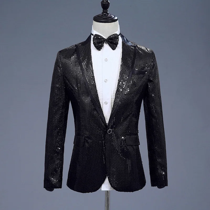 Sequins Men's Suit Jacket Performance Clothes Nightclub Singer Host Suitmen Suit