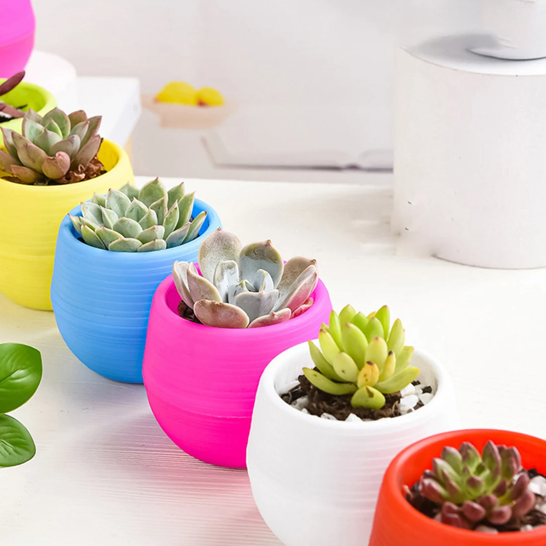 

1/3Pcs Mini Teenager Colorful Plastic Flower Pot Cactus Cute Flower Pot Meaty Nursery Girl Flower Pot Planters For Indoor Plants