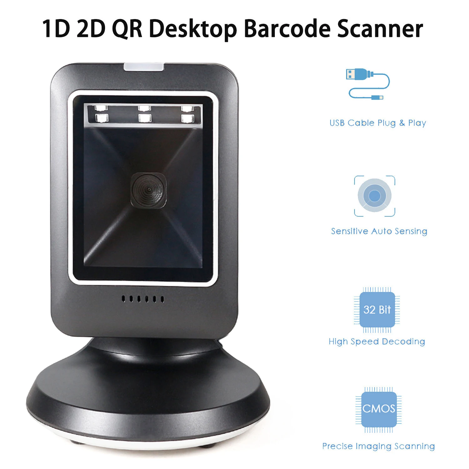 Omnidirectional Desktop Barcode Scanner 1d 2d qr Code Data Matrix Bar Code Reader o Pagamento de Varejo Supermercado Sentido Automático - Imagem 3
