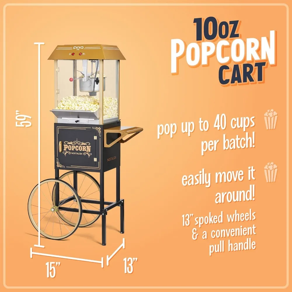 Vintage Lincoln Popper Popcorn Machine -Professional Cart With 10 Oz Kettle Makes Up to 40 Cups-Movie Theater Style 2