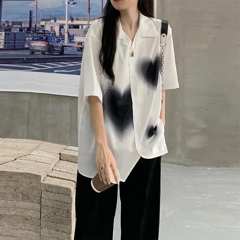 XEJ Chiffon Blouses or Tops for Woman Elegant and Youth Woman Cool Blusas Aesthetic Heart Short Sleeve Shirt Summer Top 2022