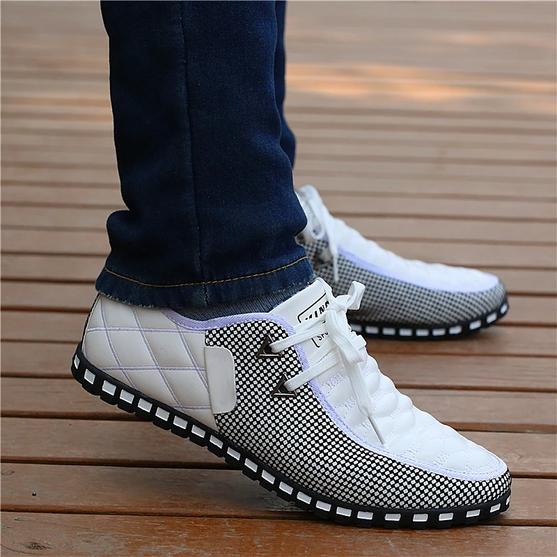 

Men Leather Shoes Autumn Men's Casual Shoes Breathable Light Weight White Sneakers Driving Shoes Pointed Toe Business Men Shoes