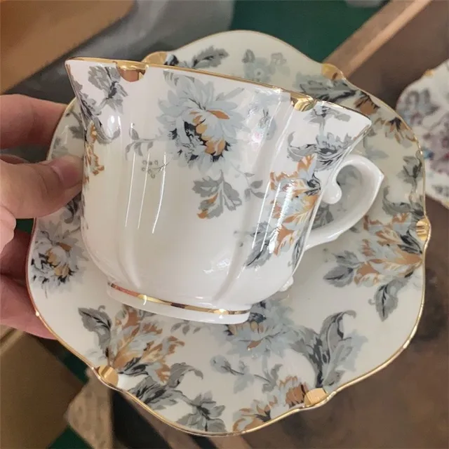 Ensemble Tasse Et Soucoupe Vintage - Porcelaine à Fleurs Bleues - Capacité 250 Ml - Cadeau élégant Pour Thé Ou Café
