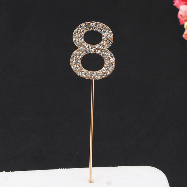 Topper Happy Birthday Party Glitter Alloy Rhinestone 1-9 Number Baby Shower Birthday 1 Year Birthday Digital Diy Cake Decor