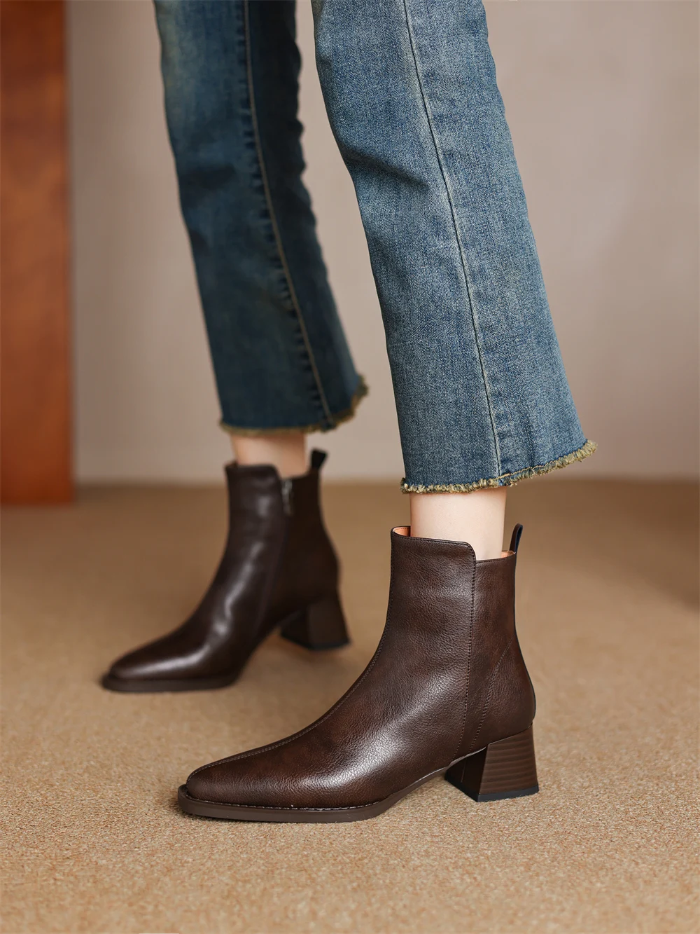 FEDONAS Wool Ankle Boots Genuine Leather Shoes For Women Thich High Heels Basic Short Boots Warm Winter Snow Boots Female Shoes