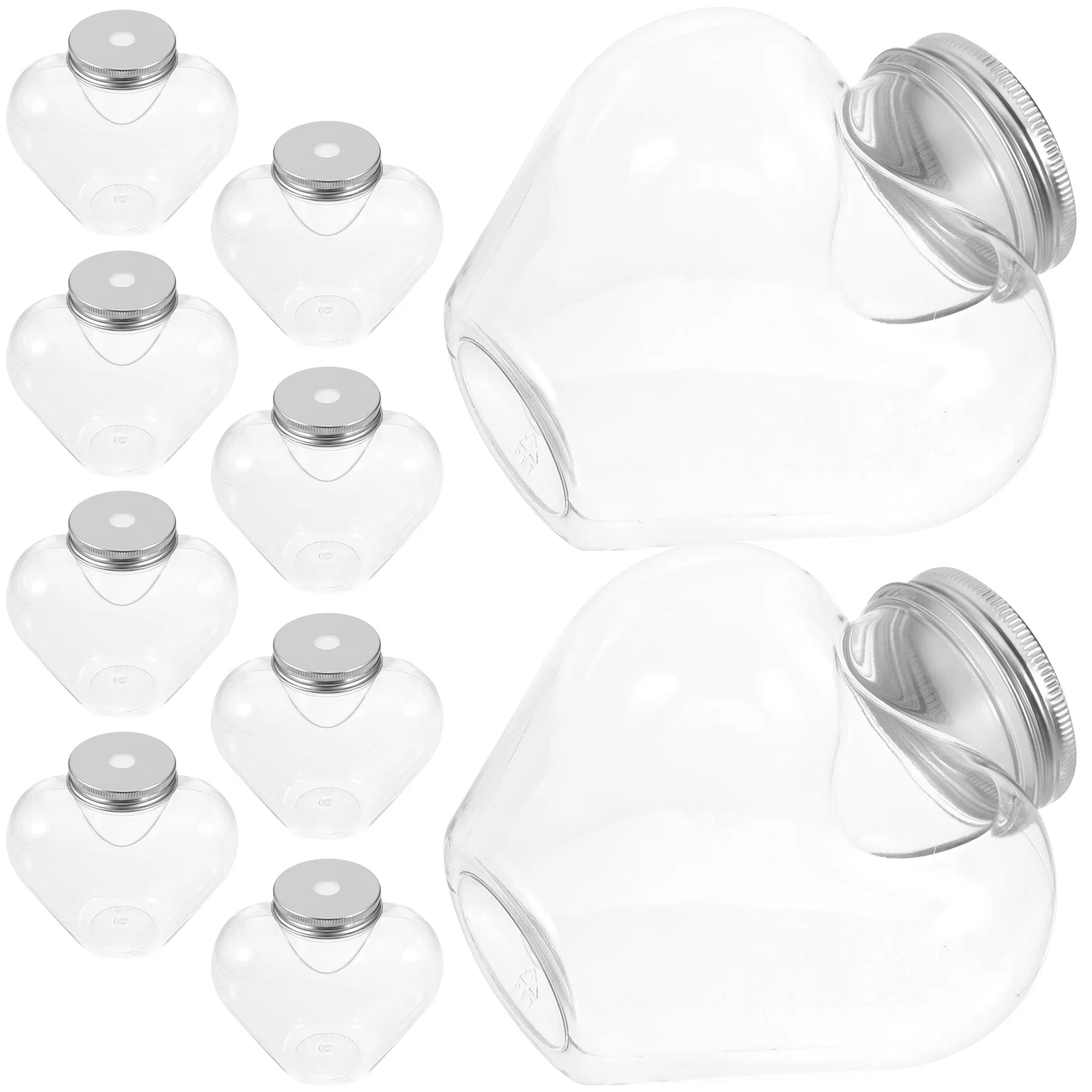 

10pcs Empty Plastic Juice Bottles Heart Shaped Bottles Reusable Water Bottles Drink Containers