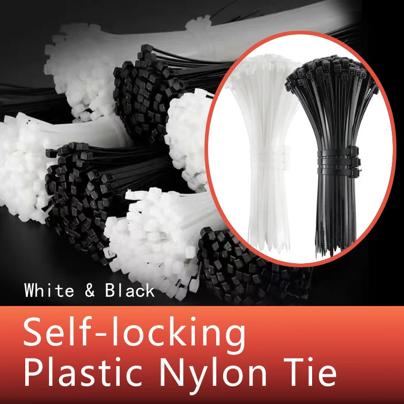 1000PcsNylonCableTiesAdjustableSelflockingPlasticCableZipTies