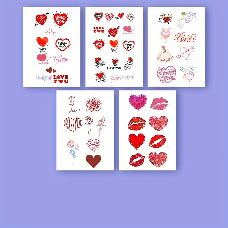 Sevgililer Günü ve Düğün Geçici Dövme Çıkartmaları, Çift İtirafı Tek Kullanımlık Çıkartma, 40 Benzersiz Tasarım İçerir