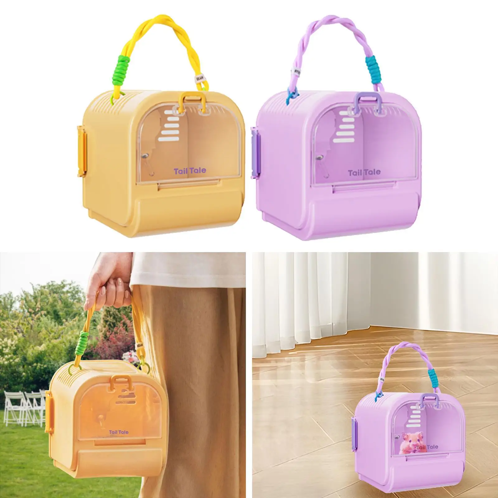 Hamster Carry Case Cage Habitat Breathable Travel Small Animal Carry Case for Ferrets Chinchilla Vacation Dwarf Hamster Squirrel