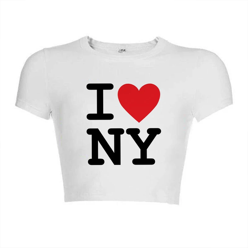 Crop Tops I love NY 2000s Streetwear Haruku women T-shirt Short Sleeve Y2K Fashion Letter Print Cute Baby Tees E-girls802_voghion.com