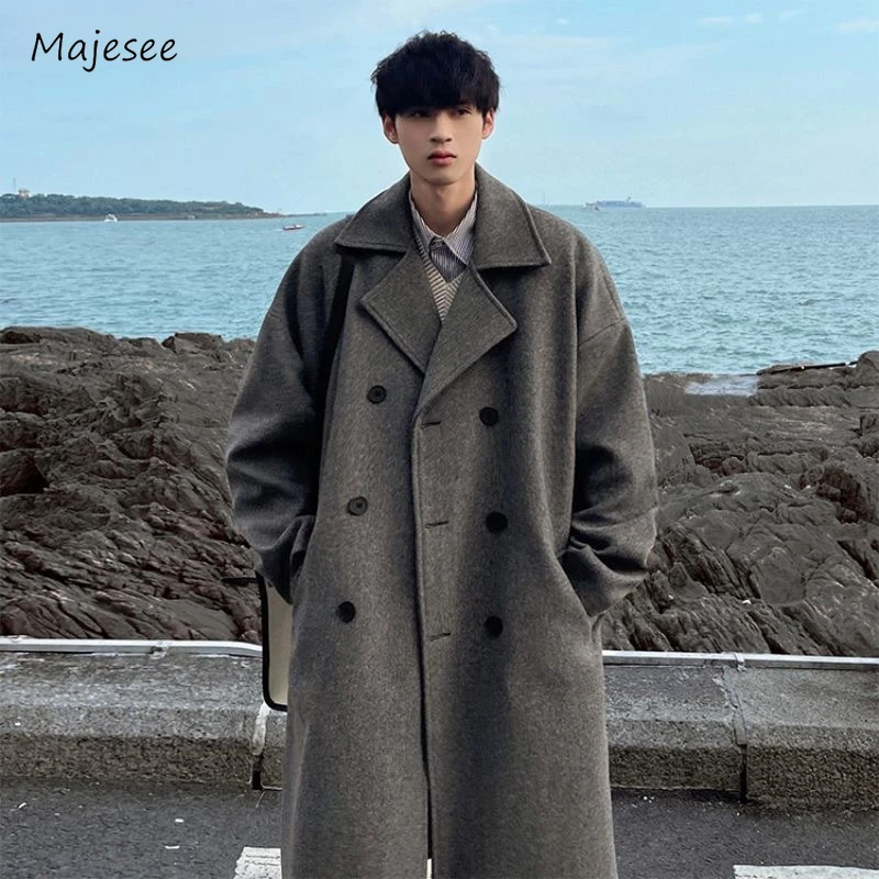 

Trench Men Autumn Handsome All-match Fashion Prevalent Double Breasted Korean Commuting Style High Street Males Overcoats Daily