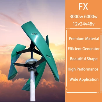 Free Energy 6KW Vertical Axis Maglev Wind Turbine High Voltage Generator 3000w 24V 48V With Charge Controller Household Windmill