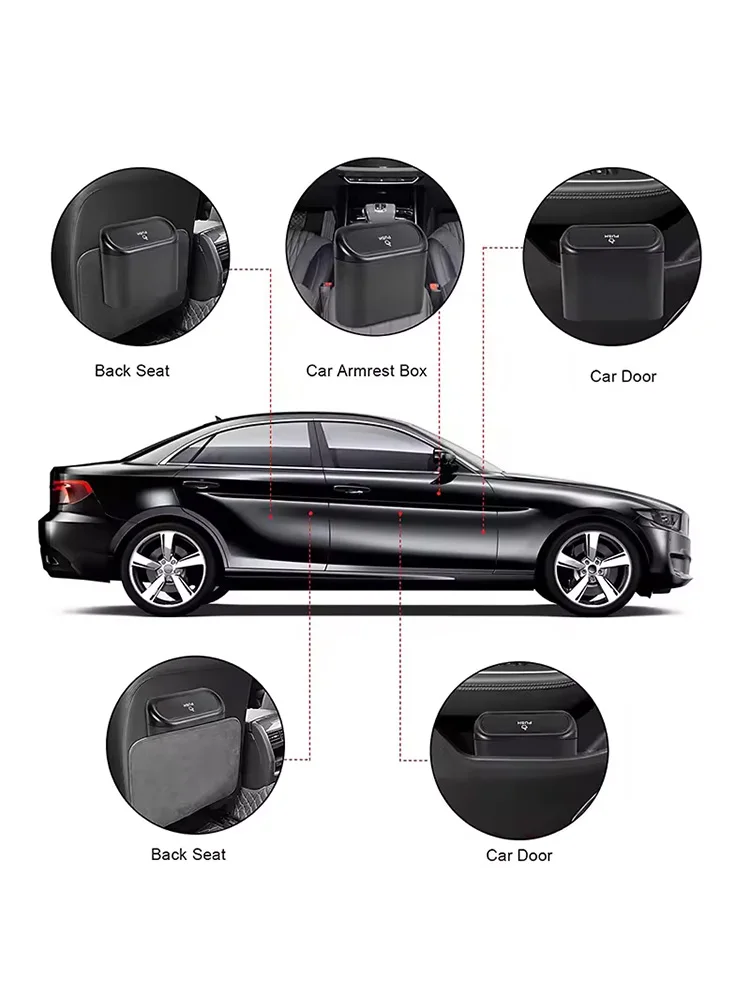 car trash can 1pcs Portable Hanging Car Trash Can+1 Roll Garbage Bag, Efficient Storage, Keep Your Car Clean, Environmentally Friendly Materia