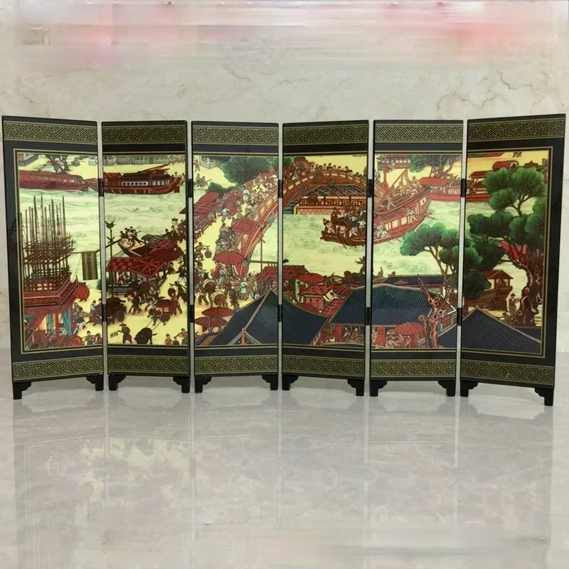 골동품 칠기 작은 화면 장식 장식품, 중국 특성 나무 공예, 맞춤형 선물, 해외 