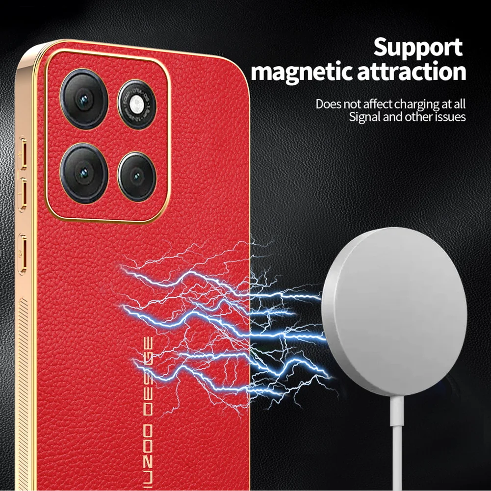 Elegant Lychee Leather Electroplated Frame Case Cover