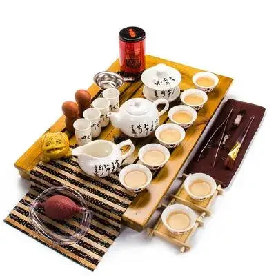 Ceramic Purple Clay Tea Set Kung Fu Pot Infuser Solid Wood Tea Tray Teapot Teacups Drinkware Chinese Gaiwan tea cup tea ceremony tools tea set