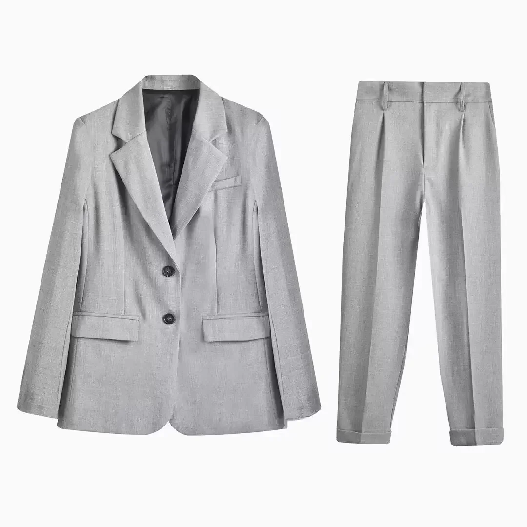 

Women's 2024 New Fashion Flip Pocket Decoration Loose Single breasted Casual Suit Coat Retro Long sleeved Women's Coat Chic Top