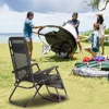 Zero Gravity Lawn Lounge Chairs Set of 2 with Pillow and Cup Holder - Adjustable Reclining Folding Outdoor Chairs for Deck, 1