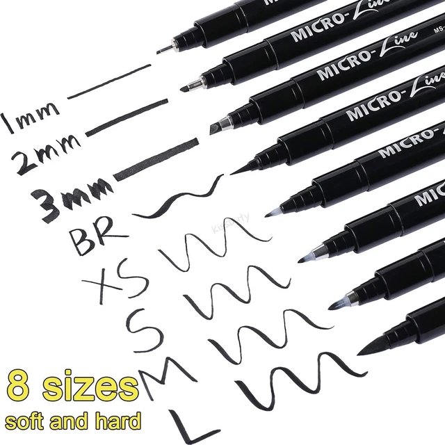 Hand Lettering Pens Drawing Line Calligraphy Pen Waterproof Pigment Sketch Markers, Size: Small