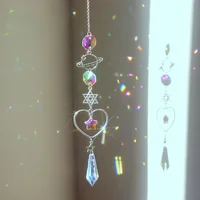 Crystal Wind Chime Moon Sun Catcher Diamond Prisms Pendant Dream Catcher Rainbow Chaser Hanging Drop Home Garden Decor Windchime