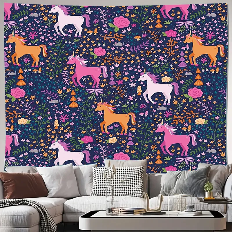 ผ้าแขวนผนังลายดอกไม้ ตกแต่งห้องสไตล์โบโฮ ศิลปะบนผนัง ภาพพิมพ์ธรรมชาติและพฤกษศาสตร์ ตกแต่งห้องนอน ห้องพัก ห้องนั่งเล่น 1