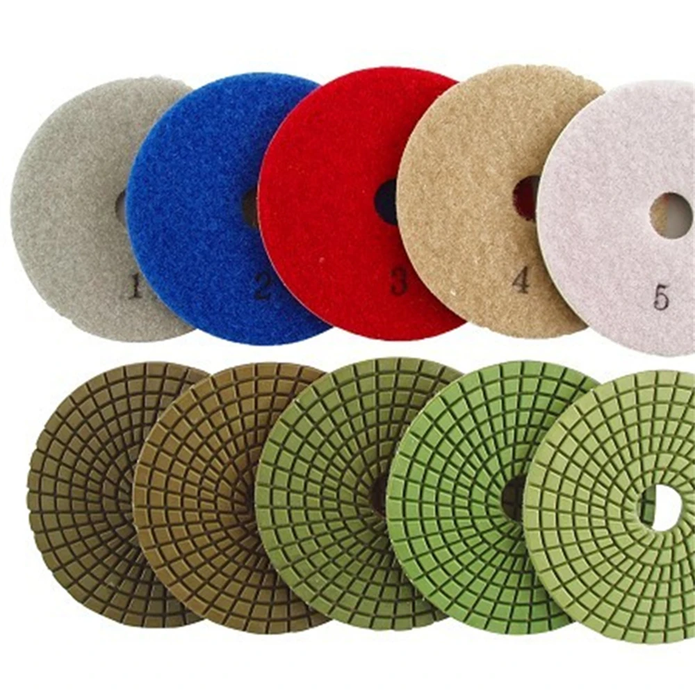 ST45 Factory Prices Diamond Abrasive Wet Granite Polishing Pads 5 Step Stone Slabs Grinding Disc for Angle Grinder 10PCS |