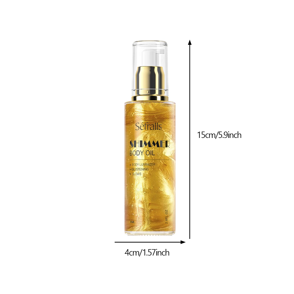 S&eacute;fralls Shimmer body oil 80ml brightens the complexion improves dryness and moisturises for long-lasting firmness and hydration