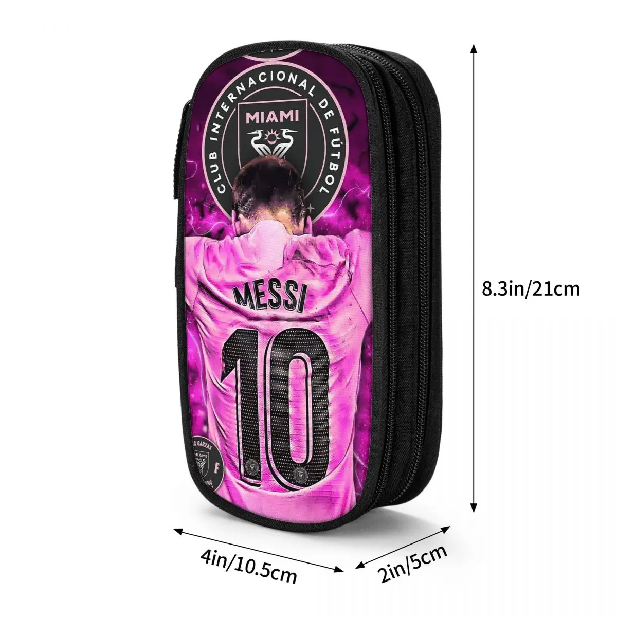 Football Miami Messi Pencil Cases Pencilcases Soccer Messied Pen Holder for Girls Boys Large Storage Bag Office Stationery 3